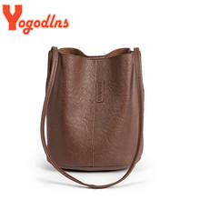 Yogodlns Vintage Shoulder Bag For Women PU Leather Bucket Bag Casual Handle Bag Large Capacity Brand Crossbody Bag Lady Handbag 2024 - buy cheap