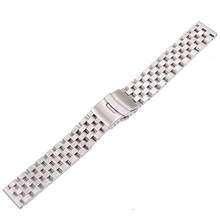 CARLYWET 22mm Silver Solid Links Replacement Watch Band Strap Bracelet Double Push Clasp For Seiko 2024 - buy cheap