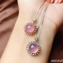 KJJEAXCMY boutique jewelry-Colgante de Plata de Ley 925 con incrustaciones de cuarzo rosa Natural, collar para mujer, moda de prueba 2024 - compra barato