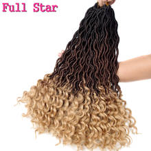 Full Star Faux Locs Curly Synthetic Crochet Braids Hair 22" Goddess Ombre Braiding Hair Natural Black Brown Soft Locs  Pink Blue 2024 - buy cheap