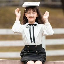 3 -14 Years Girls Shirts School Uniform Long Sleeve Turn Down Collar Butterfly Blouse Children Spring Formal Clothing Tops 2024 - buy cheap