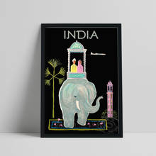 Póster de impresión de viaje mundial, pintura sobre lienzo de la India, elefante, cuadro de pared Estilo Vintage nórdico, decoración del hogar 2024 - compra barato