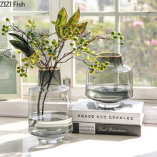 Vaso decorativo transparente para mesa de vidro, vaso cinza gradiente para decoração de casa 2024 - compre barato