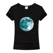 Футболка женская хлопковая с коротким рукавом, суперъяркая Модная Повседневная рубашка с подсветкой Луны, Луны, планеты, большие размеры 2024 - купить недорого