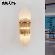 American European post modern golden metal crystal glass tube wall light lamp LED for villa hotel foyer living room wall sconce 2024 - buy cheap