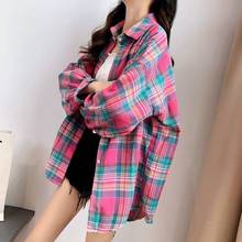 Plaid Plus Size Oversized Korean Fashion Spring Summer Women'S Clothing Vintage Shirts Blouses Top Vetement Femme 2021 Female 2024 - buy cheap