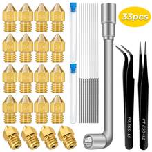 20pcs 0.4mm 3D Printer Nozzles +10pcs Stainless Steel Nozzle Cleaning Needles +2pcs Precision Tweezers +1pc Spanner Nozzle 2024 - buy cheap