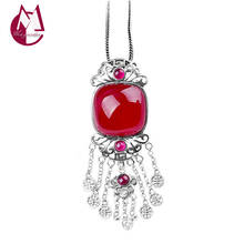 Tassel Red Corundum Carnet Necklace Pendant Real 925 Sterling Silver Natural Stone Women Jewelry 2021 Collares Para Mujer P015 2024 - buy cheap