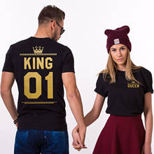 King Queen Letter Print T Shirt Couple Short Sleeve O Neck Loose Tshirt 2020 Summer Women Tee Shirt Tops Camisetas Mujer 2024 - buy cheap