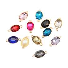Abalorios de cristal de colores para joyería, accesorio de joyería de diamantes de imitación, 10x14mm, Conector de pulsera de forma redonda ovalada, colgante de encanto, 70 Uds. 2024 - compra barato