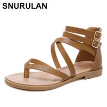 SNURULAN European and American style Summer business leisure outdoor help leather breathable lightweight women's Roman sandals 2024 - buy cheap