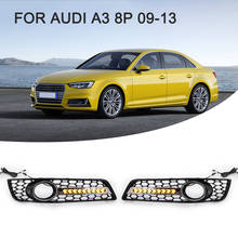 2 pçs esquerda e direita amortecedor dianteiro luz de nevoeiro lâmpada grille nevoeiro capa estilo do carro para audi a3 8p 09-13 2024 - compre barato