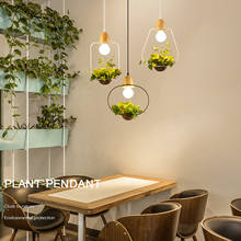Lámpara colgante LED de cristal para plantas, Base de hierro y madera, accesorios de iluminación Art Deco E27 para restaurante, Cocina, Bar 2024 - compra barato