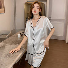 Summer solid-colored double short ice silk pajamas set wavy side home clothes silk sleepwear set 2024 - buy cheap