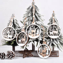 Decoración de Navidad de alce de madera, adornos colgantes redondos para árbol de Navidad, Papá Noel, Año Nuevo, 6 unids/lote 2024 - compra barato