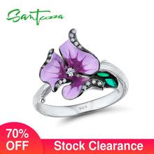 SANTUZZA-Anillo de Plata de Ley 925 con flor morada, accesorio elegante para boda, joyería hecha a mano con esmalte 2024 - compra barato