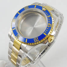 Caixa de relógio com revestimento em ouro de 40mm de diâmetro + pulseira de relógio de vidro de safira ajuste eta 2836 movimento miyota 2024 - compre barato