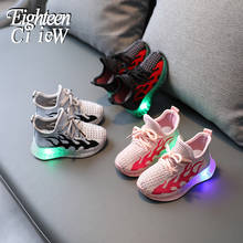 Size 21-30 LED Glowing Shoes for Kids Luminous Sneakers with Flame Pattern Baby Light Up Shoes for Children Sports Sneakers 2024 - buy cheap