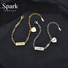 Pulseira com berloque personalizado spark, bracelete de aço inoxidável com data, corrente da sorte, presente de aniversário para mulheres 2024 - compre barato