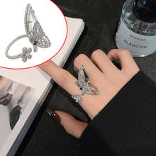 Luxo elegante borboleta anéis para mulheres romântico retro vintage festa jóias acessórios de cobre gem anel ajustável 2024 - compre barato