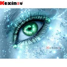 Kexinzu completo nuevo 5D DIY cuadrado/Pintura de diamante perforado redondo "ojos verdes" 3d bordado mosaico decoración de punto de cruz regalo X4561 2024 - compra barato