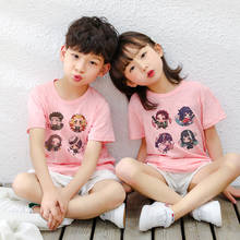 Summer Kids Clothes Demon Slayer's Blade Boys T Shirts Demon Killer T Shirt For Girls Fashion Cartoon Baby Tee Pink Round Neck 2024 - buy cheap