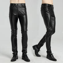 Nova moda coreana clubes de noite apertados calças de couro da motocicleta do plutônio calças masculinas calças de couro 2024 - compre barato