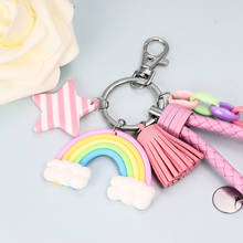 Creative Soft Clay Rainbow Keychain Female Student Bag Lollipop  Cute Girl Heart Children's Gift Pendant Key Chain Accessories 2024 - buy cheap