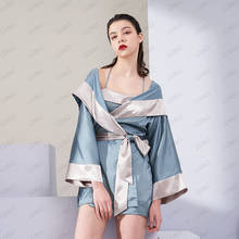 Vestido Sexy Retro de seda para mujer, conjunto de ropa de dormir de 2 piezas, conjunto de Bata de lujo para el hogar, primavera y verano 2024 - compra barato