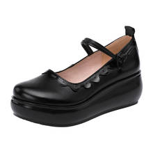 Small Size 32-43 Patent Leather Medium Heels Platform Shoes Women Mary Janes 2022 Black Wedges Pumps Thick Sole for Office Dance 2024 - buy cheap