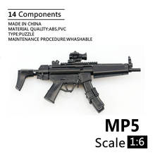 Peça dualclipe de plástico de montar armas de fogo, modelo quebra-cabeça mp5 1:6 para 1/6 soldados, armas militares, blocos de construção 2024 - compre barato