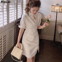 Chic Short Sleeve Slim Vintage Dresses Evening Party Summer Females's Clothing Office Lady Women Bow Design Elegant Sexy Dress 2024 - buy cheap