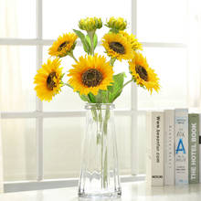 9 Head Yellow Silk Sunflower Artificial Flower Bouquet Plastic Flowers For Garden Party Wedding Home Office Table Decoration 2024 - buy cheap