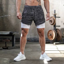 Шорты мужские спортивные быстросохнущие, Пляжные штаны для бега и тренировок, дышащие двойные Пятиточечные, для фитнеса, лето 2024 - купить недорого
