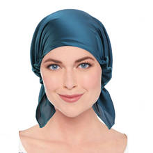 Turbante liso de satén musulmán preatado, pañuelo para la cabeza, gorros de quimio, gorros para el cáncer, accesorios para la pérdida del cabello 2024 - compra barato