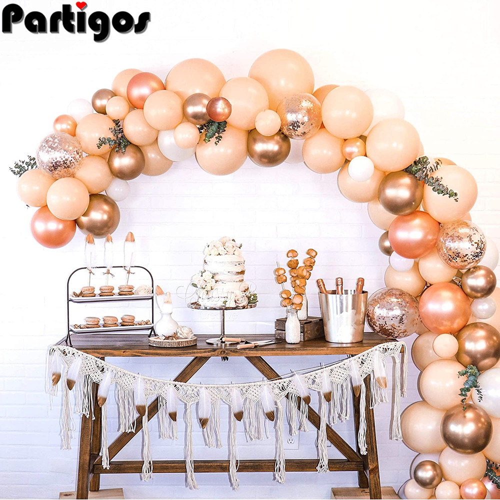 Arco de globo rosa, kit de guirnalda de globos rosa y blanco, 98 piezas de  metal rosa albaricoque, globos dorados, decoraciones de fiesta de  cumpleaños con guirnalda