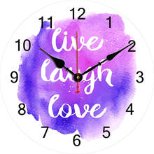 Reloj de pared grande de madera para el hogar, cronógrafo redondo de 16 pulgadas, de Color púrpura, para decoración de pared, con frase Live Laugh Love Emotion Spirit 2024 - compra barato
