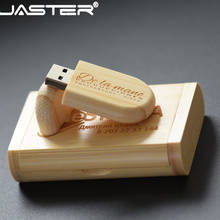 JASTER USB 2.0  Custom LOGO carbonized bamboo USB flash drive 64GB pen drives 4GB 8GB 16GB 32GB memory stick company gift 2024 - buy cheap