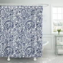 Cortina de ducha moderna con estampado Floral, tela de poliéster impermeable, con ganchos, de 72x78 pulgadas, color azul 2024 - compra barato