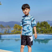 Traje de baño de dos piezas para niños, con estampado de cocodrilo, protección solar, ropa de playa 2024 - compra barato