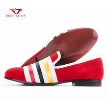 Mocasines con diseño de vendaje superior para hombre, zapatillas planas de Color a rayas, para banquete, Color Rojo 2024 - compra barato