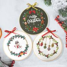 Diy Christmas Embroidery for Beginners Adults Cross Stitch Patterns Starter Kits with Embroidery Hoop 2024 - buy cheap