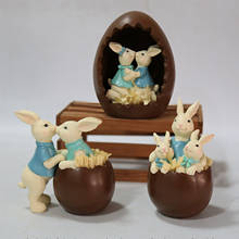 Piezas de Pascua para pareja de chocolates, decoración de artesanía de resina, adorno para casa, jardín, boda, # t2g 2024 - compra barato