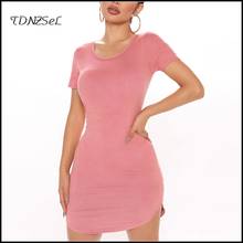 Summer Women Skinny Pink Mini Dress Sexy Bodycon Chic Zipper Lady O Neck Short Sleeve Soft Dresses Party Camel Color New Custom 2024 - buy cheap