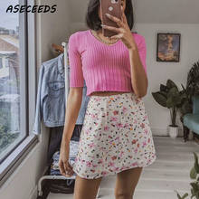 2020 Summer high waist skirt korean vintage skirts womens floral mini skirt kawaii harajuku pencil skirts for women 2024 - buy cheap