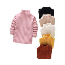 Pulôver suéter infantil liso de malha, roupas de inverno para meninas de 1 a 7 anos de idade 2024 - compre barato