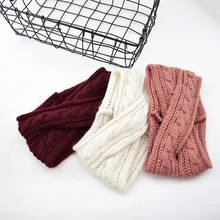2021 novo inverno quente woolen malha bandana turbante para as mulheres crochê largo estiramento hairbands elástico headwrap acessórios de cabelo 2024 - compre barato