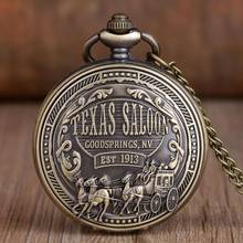 Reloj de bolsillo Vintage para hombre, pulsera de cuarzo con colgante y cadena, estilo Retro, TEXAS SALOON goodspring, NV EST1913 2024 - compra barato