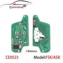 QWMEND монтажная плата Автомобильный Брелок дистанционного управления с ключом для Peugeot 1007 для Citroen C8 ASK/FSK 433 МГц CE0523 Флип складной Автомобильный ключ с 4 кнопками 2024 - купить недорого