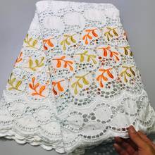 Tecido de renda africana bazin rico, tecido de algodão seco, renda de alta qualidade, brocado jacquard, renda para festa de 5 jardas 2024 - compre barato